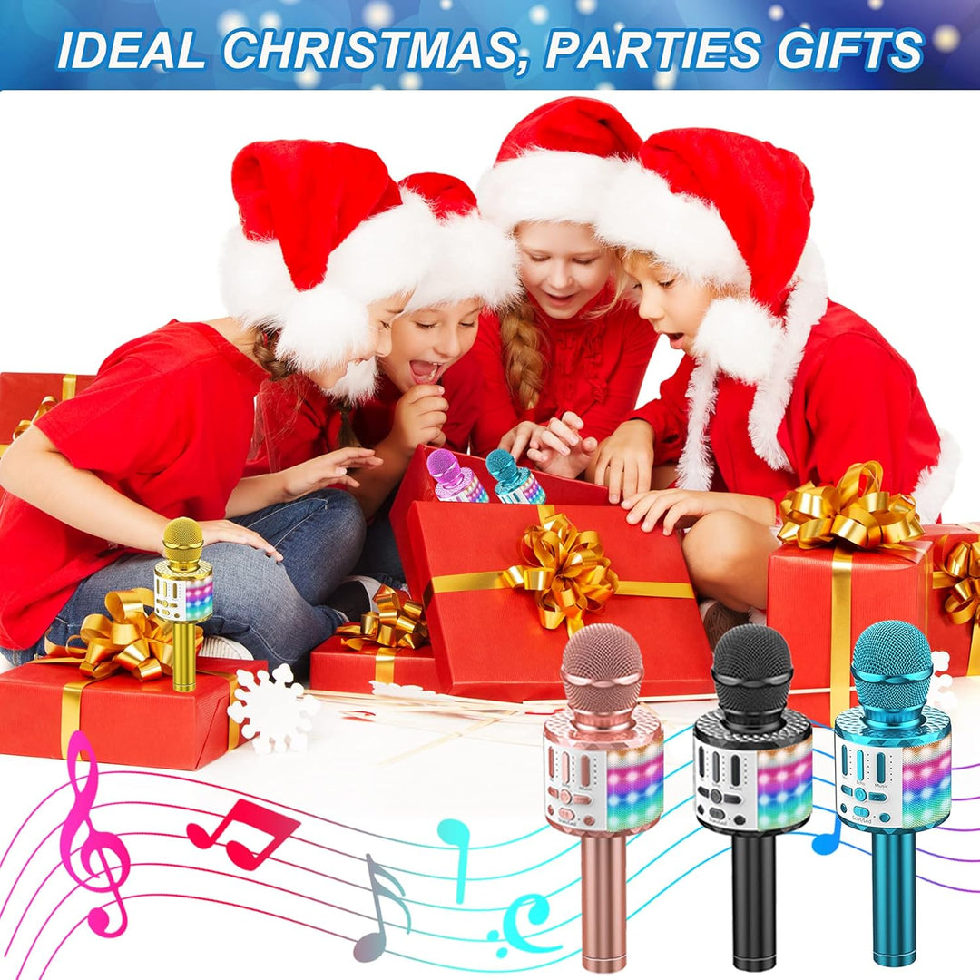 Karaoke Mikrofon, Drahtloses Bluetooth Mikrofon Kinder mit LED, Tragbares Karaoke Maschine zum Singe