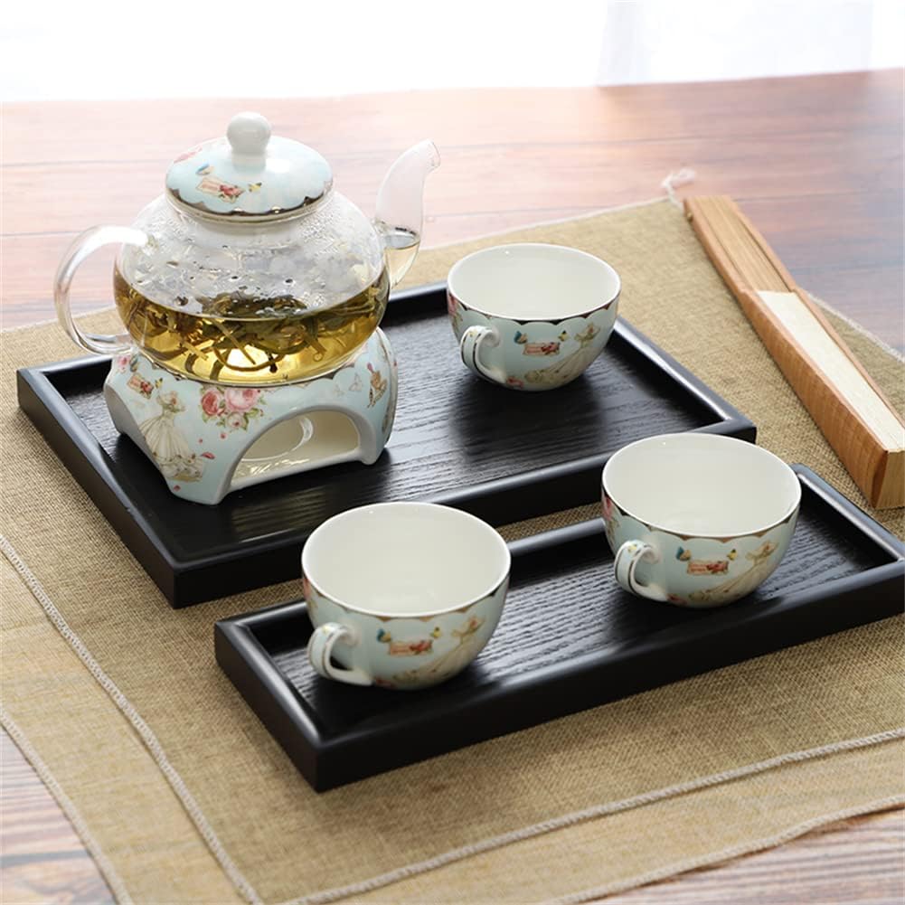 Raguso Rechteckform Tablett Schwarz Massivholz Tee Tablett Kaffee Snack Essen Mahlzeiten Mehrzweck-S