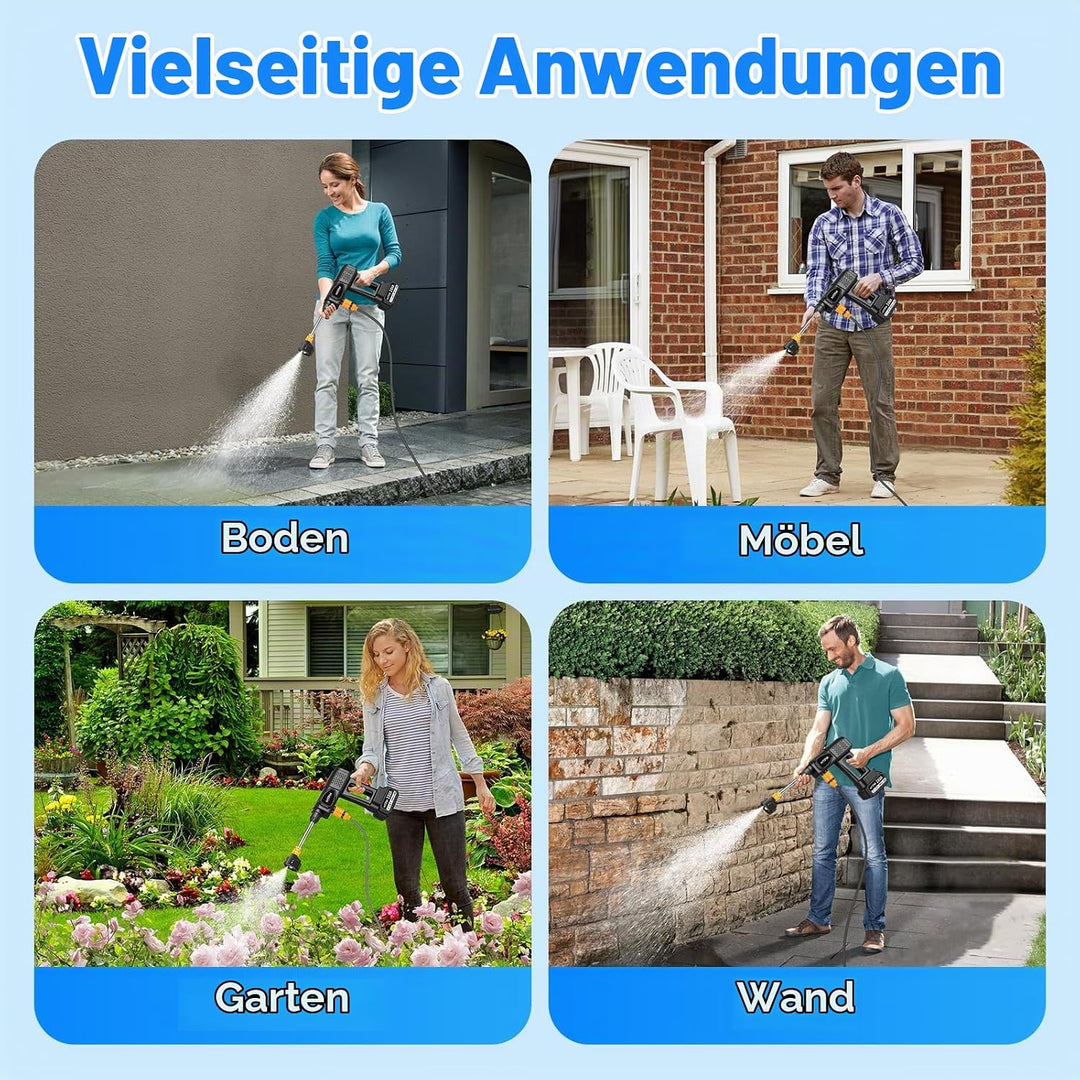 MYPIN Tragbarer kabelloser Hochdruckreiniger, 600 PSI 21V 2X wiederaufladbare Batterien Druckreinige