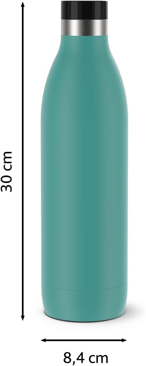 Emsa Bludrop Isolier-Trinkflasche, 1 Liter, 100% dicht, Quick-Press Verschluss, Ergonomischer 360° T