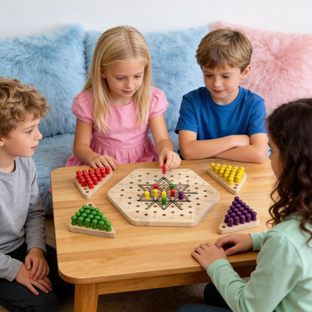 Triangle Chess Game, Dreiecksschachbrett-Strategie-Brettspiel, Lustiges Gummiband Spiel, Klassische