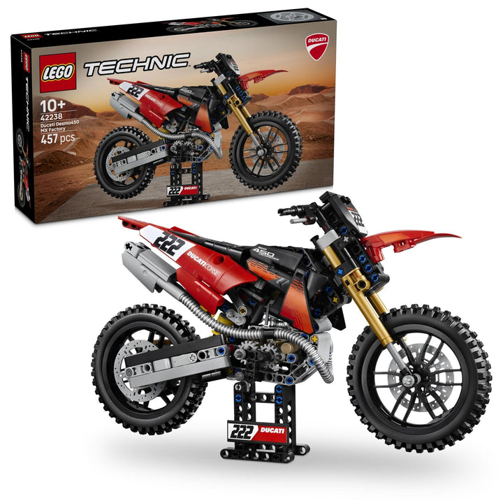 LEGO Technic Ducati Desmo450 MX Factory Motorrad Modellbausatz - Mit Motorrad Spielzeug mit Lenkung