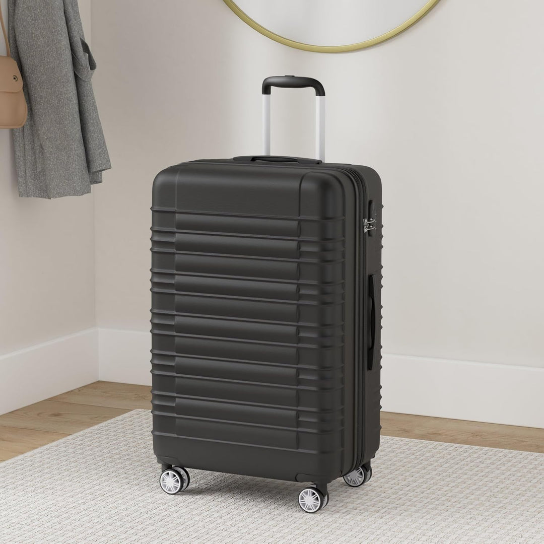 BEIBYE Zwillingsrollen Reisekoffer Koffer Trolleys Hartschale M-L-XL-Set (Schwarz, L) Schwarz L, Sch