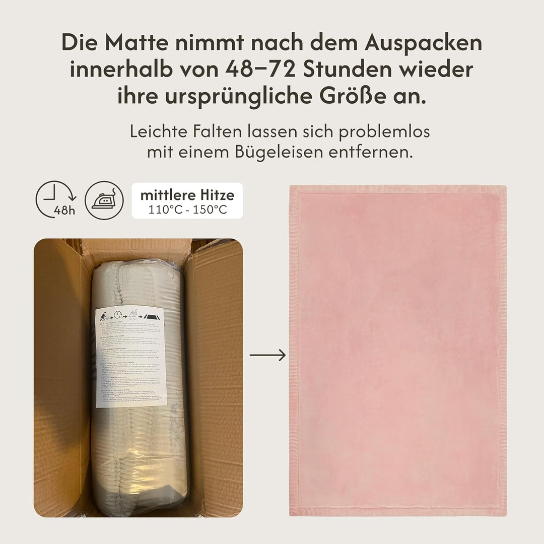 Wolkenweiche Spielmatte Baby 200x150x2,5cm, Rosa – Kinderzimmer Teppich mit hochwertigem Memory-Scha