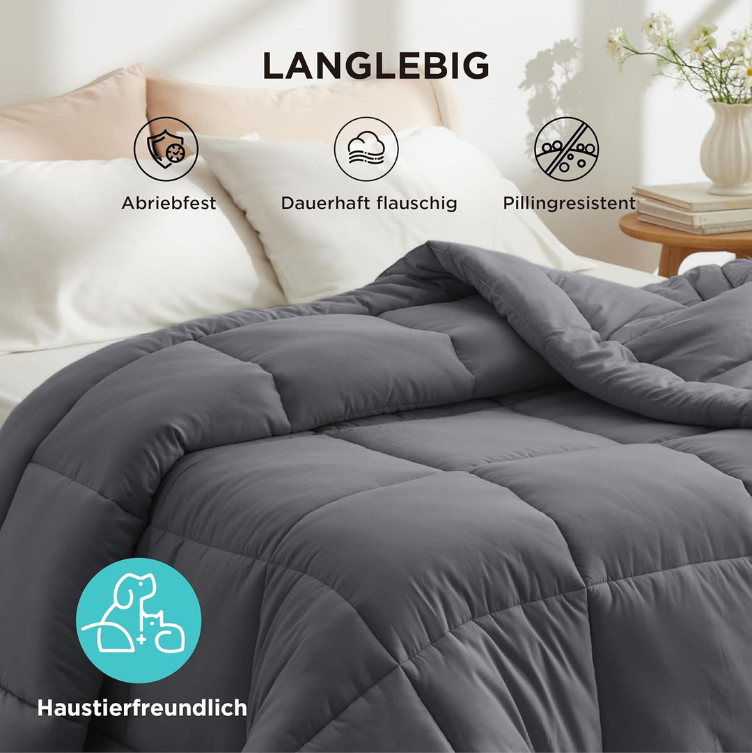 BEDSURE Bettdecke 200x200cm Ganzjahresdecke 4 Jahreszeiten, Steppdecke für Allergiker 300GSM Duvet 2