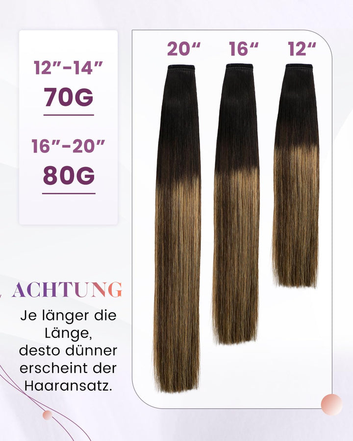 LaaVoo Zopf Extensions Echthaar Balayage Schwarz Extensions Pferdeschwanz Haarteil Echthaar Schwarz