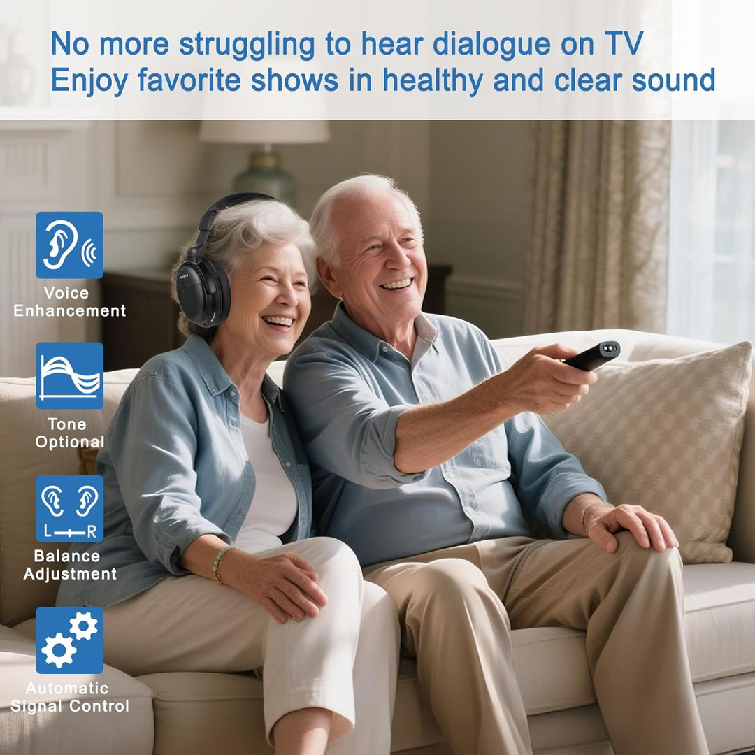 SIMOLIO Digital Funkkopfhörer für Fernseher Kabellos für Senioren, 2.4GHz Kabellose TV Kopfhörer mit