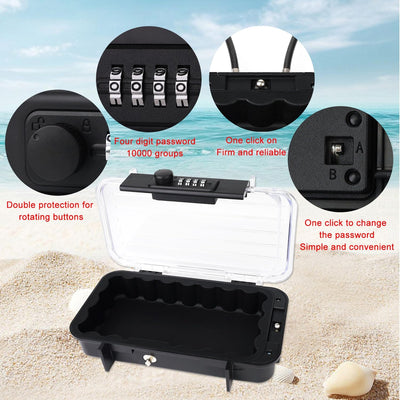 NBYT Tragbarer Safe, Spardose, Strandsafe, Strand-Wertsachensafe, Code änderbar, abnehmbares Drahtse