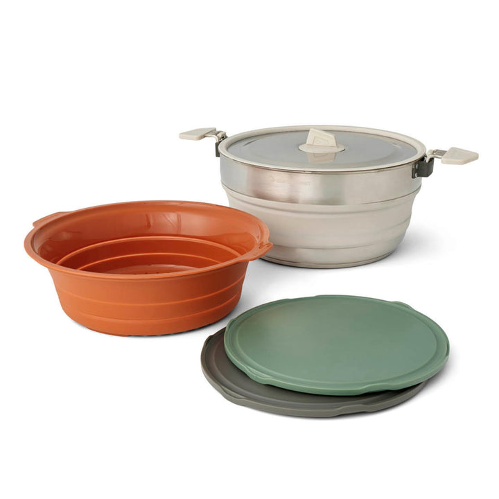 SEA TO SUMMIT - Detour Essentials Camp Kitchen Kit - 2 bis 4 Personen, 4-teilig - Faltbarer Topf 5L