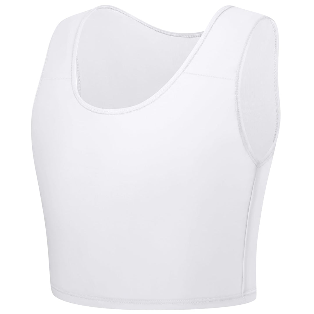 Brust Binder Transgender FTM Cosplay Atmungsaktive Halb Trans Binder Tank Top Weiss 4XL, Weiss 4XL