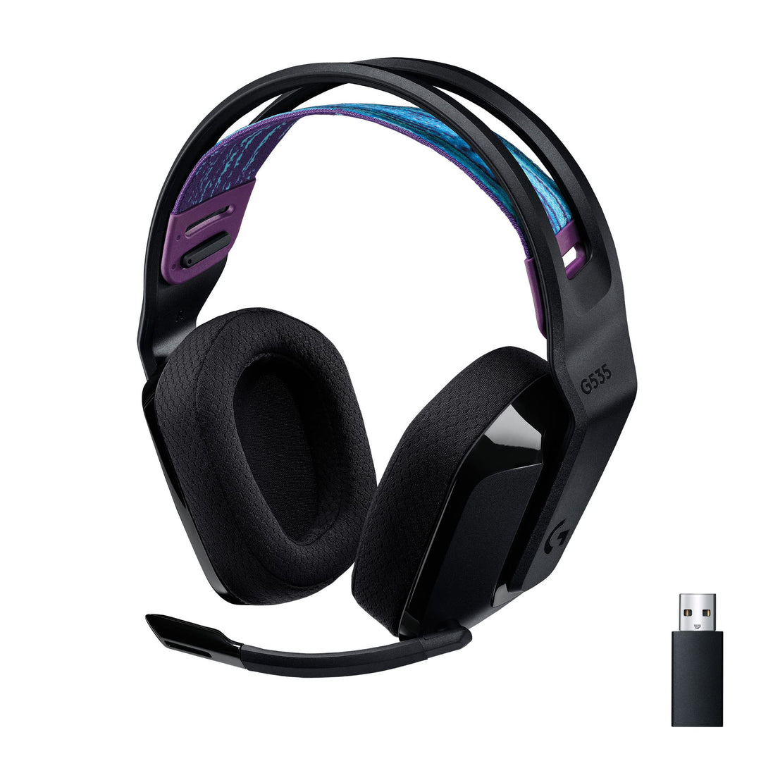 Logitech G535 LIGHTSPEED Wireless Gaming Headset - Lightweight on-ear headphones, flip to mute mic,