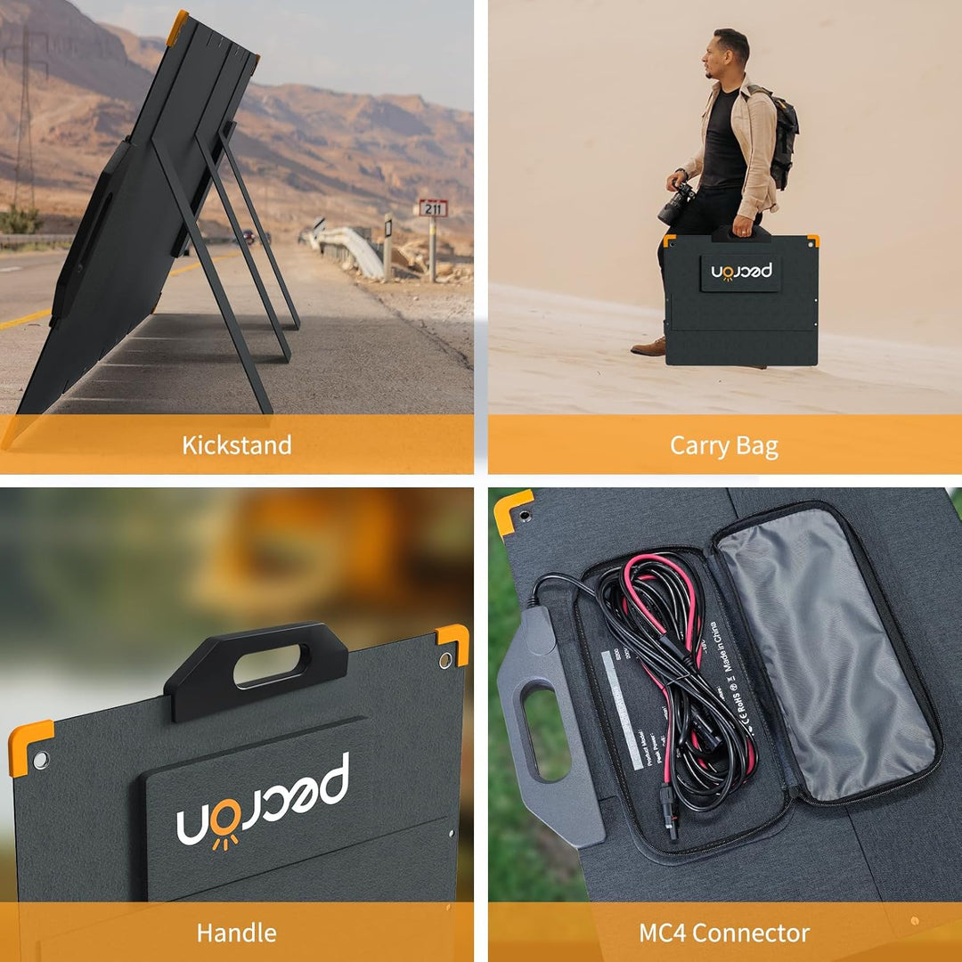 pecron 200 Watt Solarpanel, Tragbares Solarpanel für Kraftwerk, Hocheffizientes Solarpanel Faltbar,