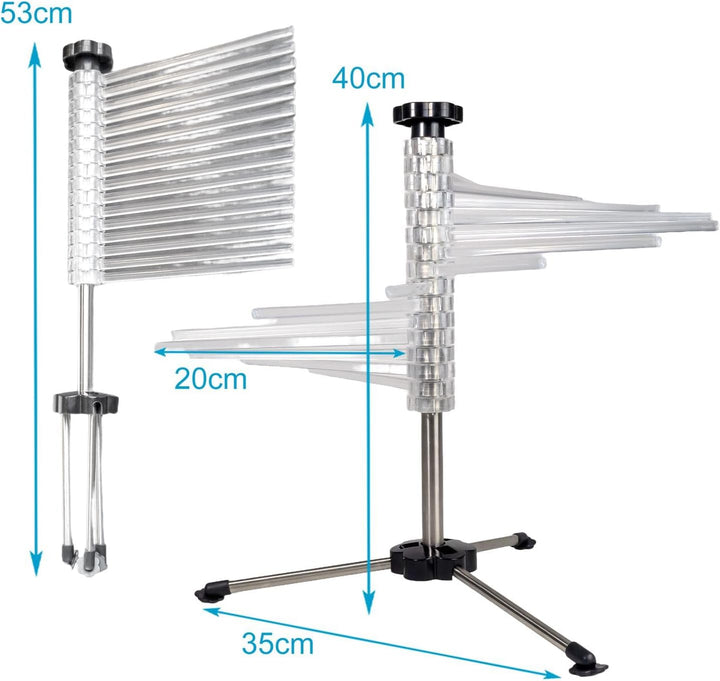 Intirilife Nudeltrockner 50cm 14 Sprossen -silber- Nudelständer zum Trocknen von Pasta zusammenklapp