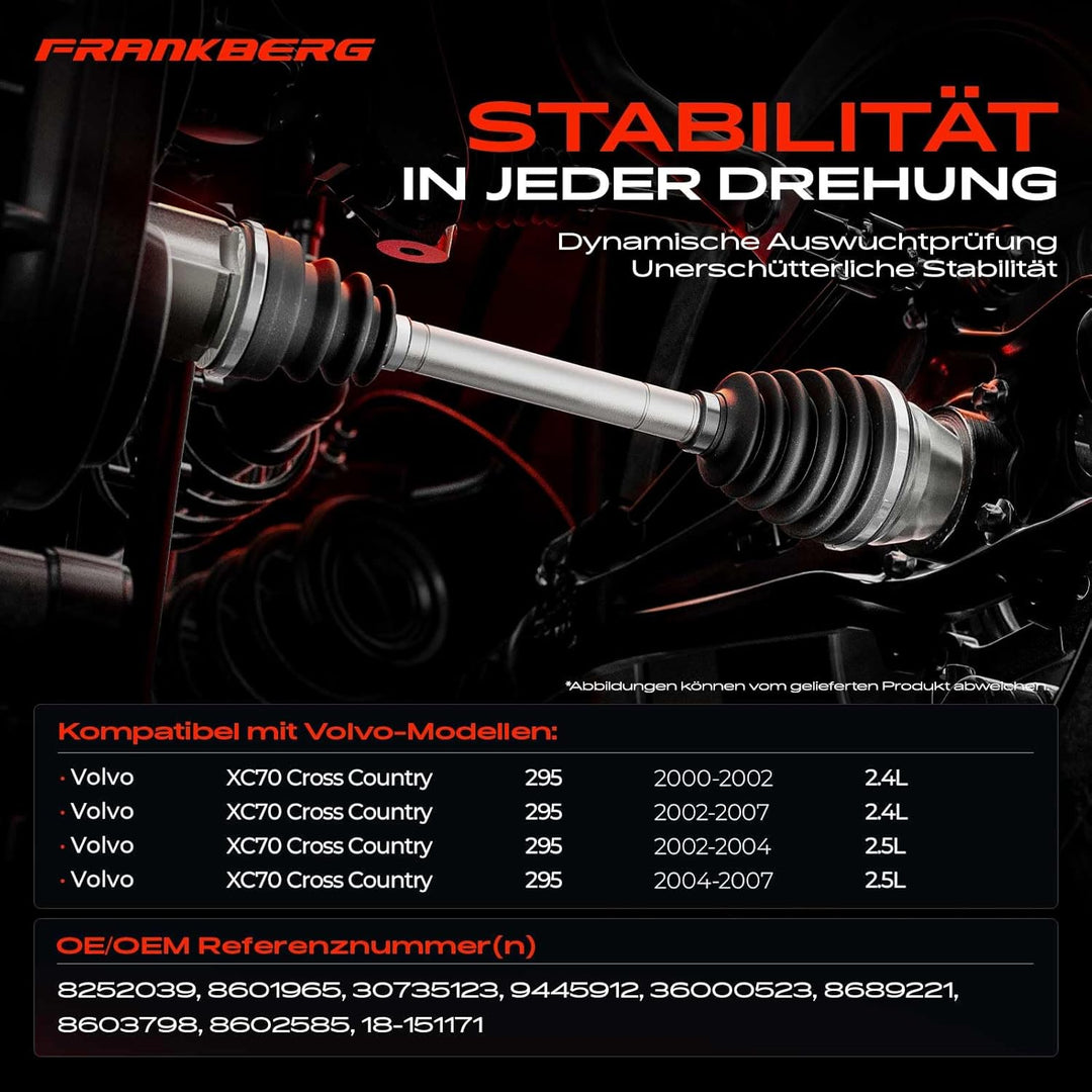 Frankberg Antriebswelle Vorderachse Links Kompatibel mit S60 I 2.4L 2.5L 2002-2010 V70 II SW 2.4L 20