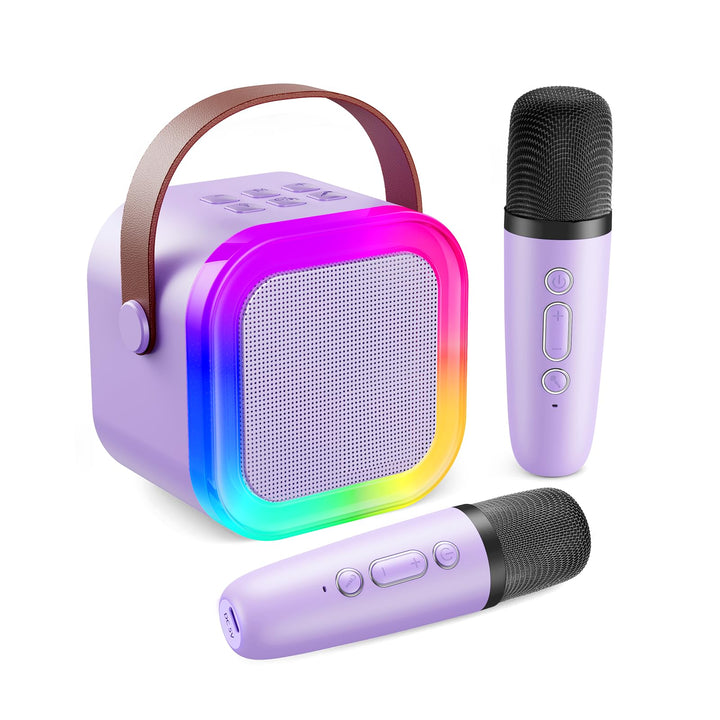 Fede Karaoke Maschine für Kinder Erwachsene, Mini Karaoke Maschine mit 2 Mikrofonen, Tragbarer Bluet