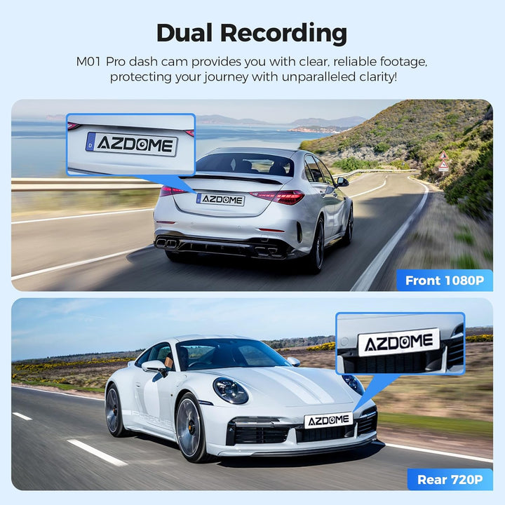 AZDOME Dashcam 1080P FHD Autokamera mit 3 Zoll Bildschirm, 150° Weitwinkelobjektiv, Loop-Aufnahme, G