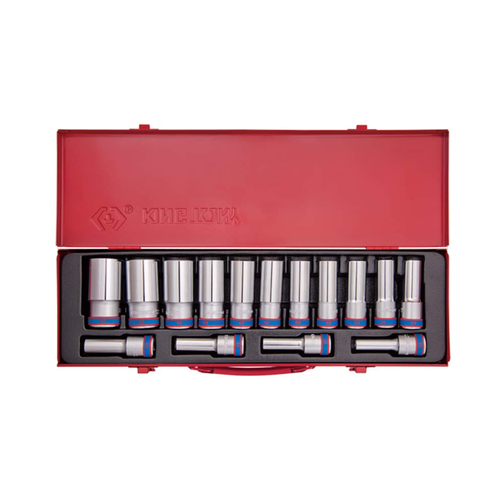 king tony Caja Vasos Largos 1/2" - 15Pzas