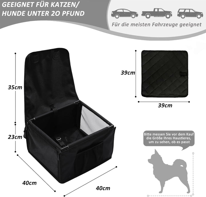 CALIYO Hundesitz Auto für kleine Hunde, Extra Stabiler und Wasserdichter Hundeautositz mit verstärkt