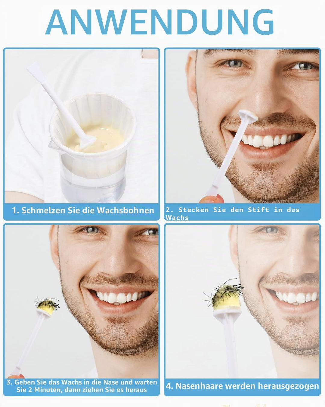 Nose Wax Kits Nasenwachs Set für Männer und Frauen,Nasenhaar Wachs Set,Nasenhaarentfernungswachs 100