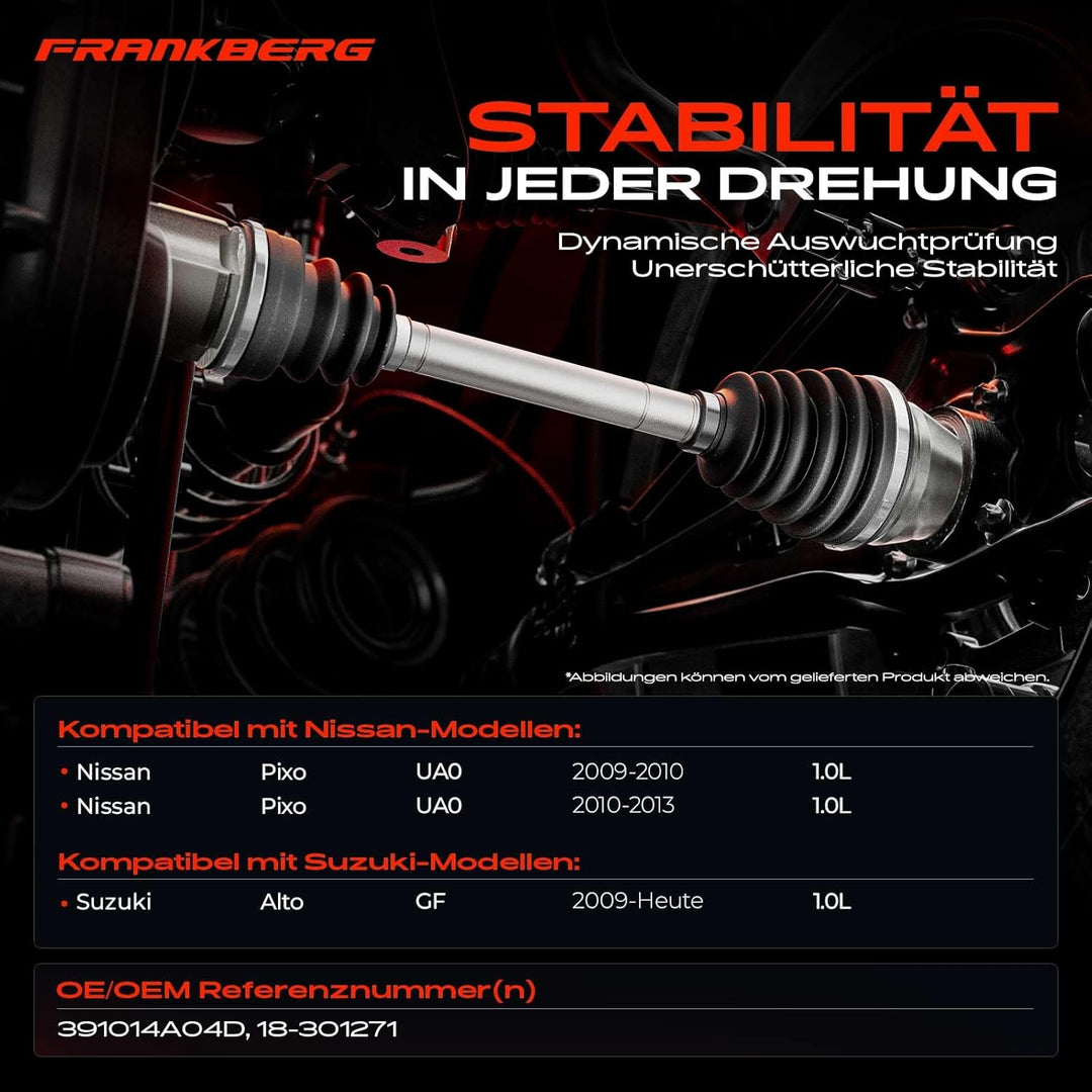 Frankberg Antriebswelle Vorne Links Kompatibel mit Pixo UA0 1.0L 2009-2013 Alto GF 1.0L 2009-2022 Re