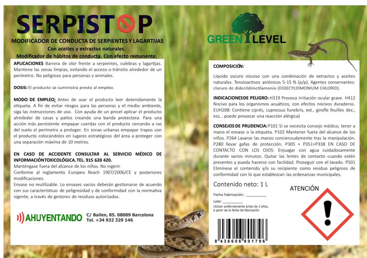 Serpistop Flüssigkeitsabwehrmittel für Schneiden und Reptilien, 1 Liter
