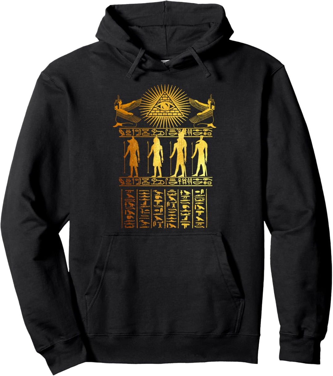 Ancient Egypt Hieroglyphics Pharaoh Pyramids Sacred Symbols Pullover Hoodie