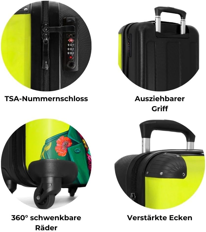 NoBoringSuitcases.com® Koffer Handgepäck Trolley Rollkoffer Kleine Reisekoffer mit 4 Rollen - Panthe