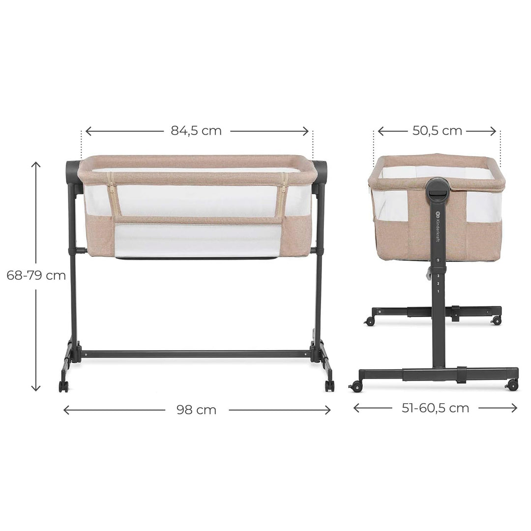 Kinderkraft NESTEE UP 2 Beistellbett 2 in 1, Kinderreisebett mit Matratze Laken, 5-stufige Matratzen