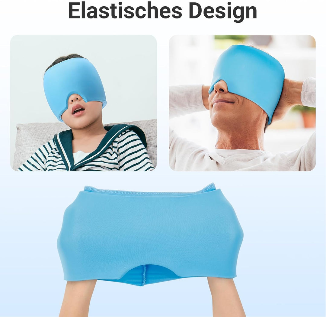 Comfytemp Gel Kühlmütze Migräne Maske, Dehnbare Kühlpads Headache Relief Hat, Kaltkompressionstherap