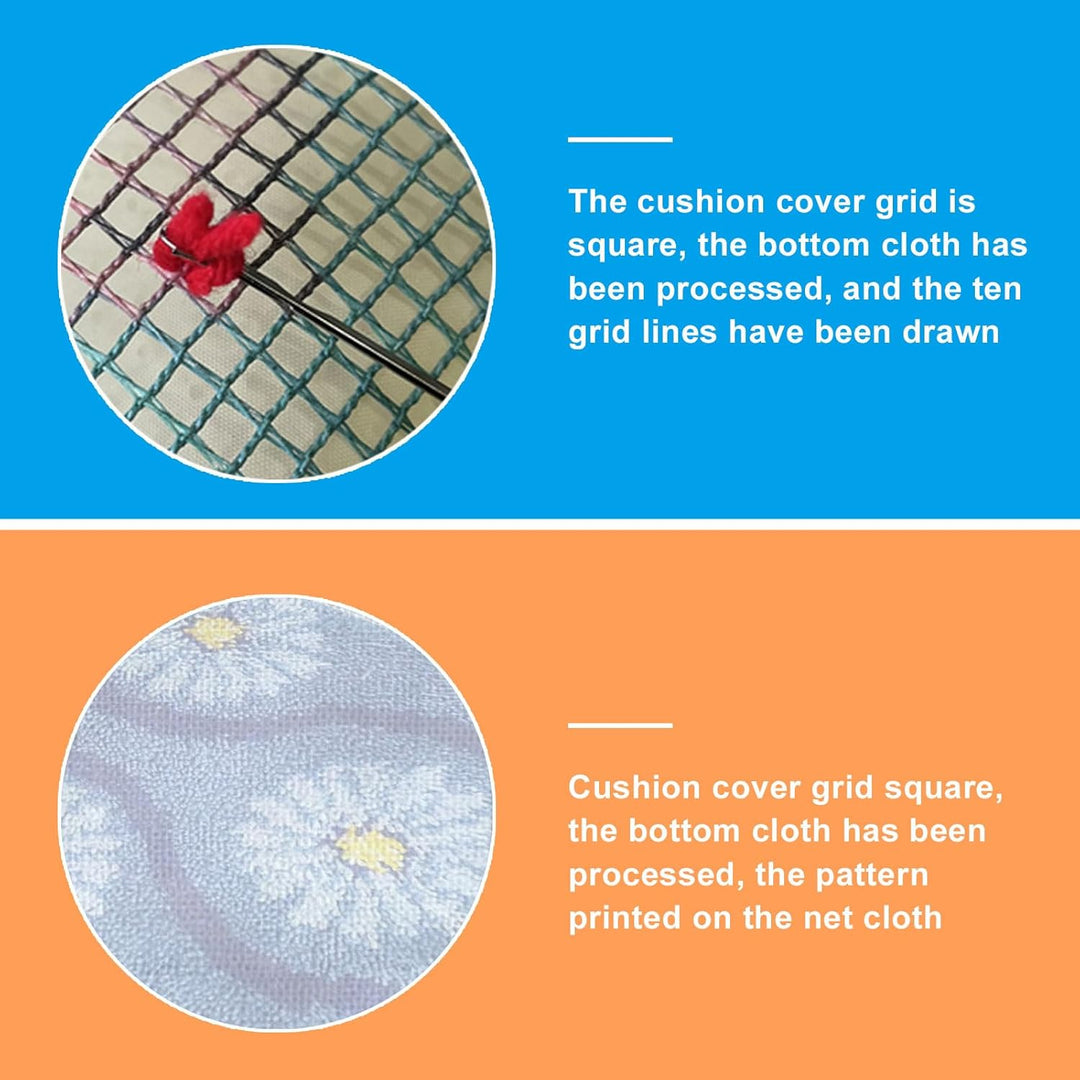 kingsea DIY Knüpfsets Kreuzstich Teppich Set, 60x40cm Teppich Selber Machen Set, Farbmusterdruck Git