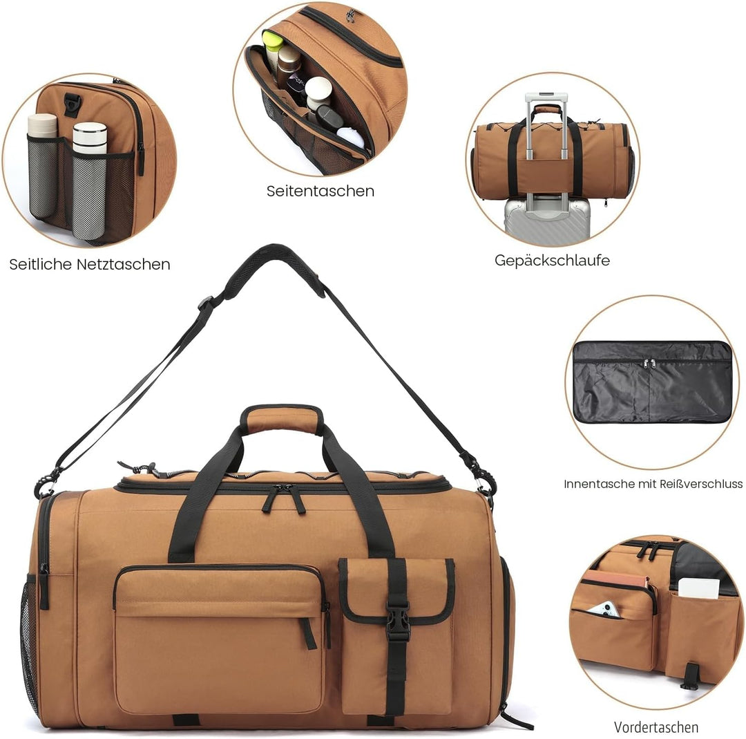 70L Sporttasche Extra Gross Sportrucksack Herren mit Schuhfach Wochenend Sport Reisetasche mit Rucks