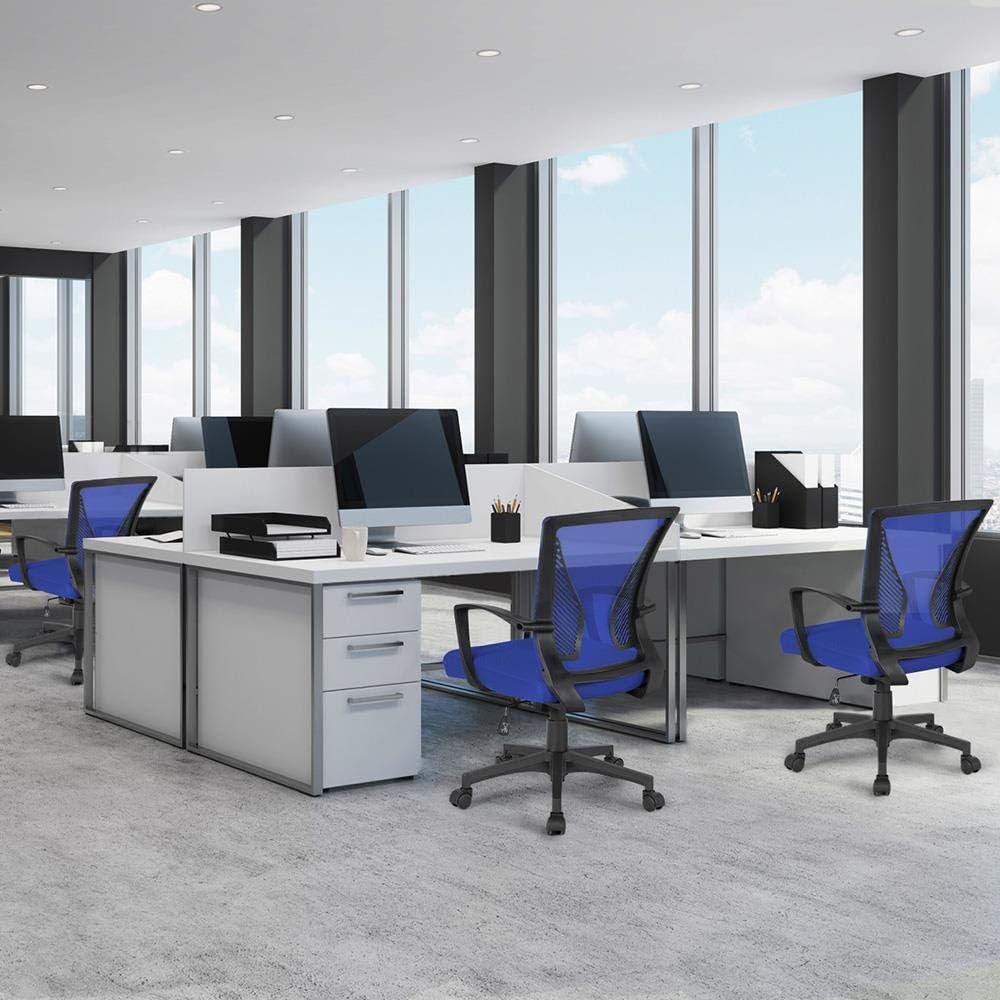 Yaheetech Bürostuhl Schreibtischstuhl Arbeitsstuhl Netzstuhl mit Rückenlehne und Armlehne Wippfunkti