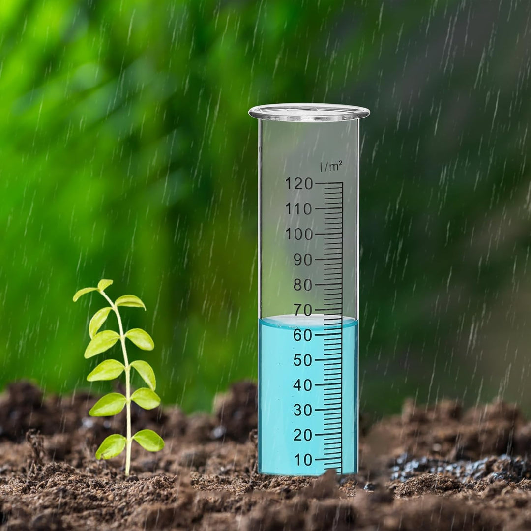 JUJOYBD 2X Ersatzgläser für Regenmesser, Glas mit Skala in l/m², Ersatz-Zylinder, Niederschlagsmesse
