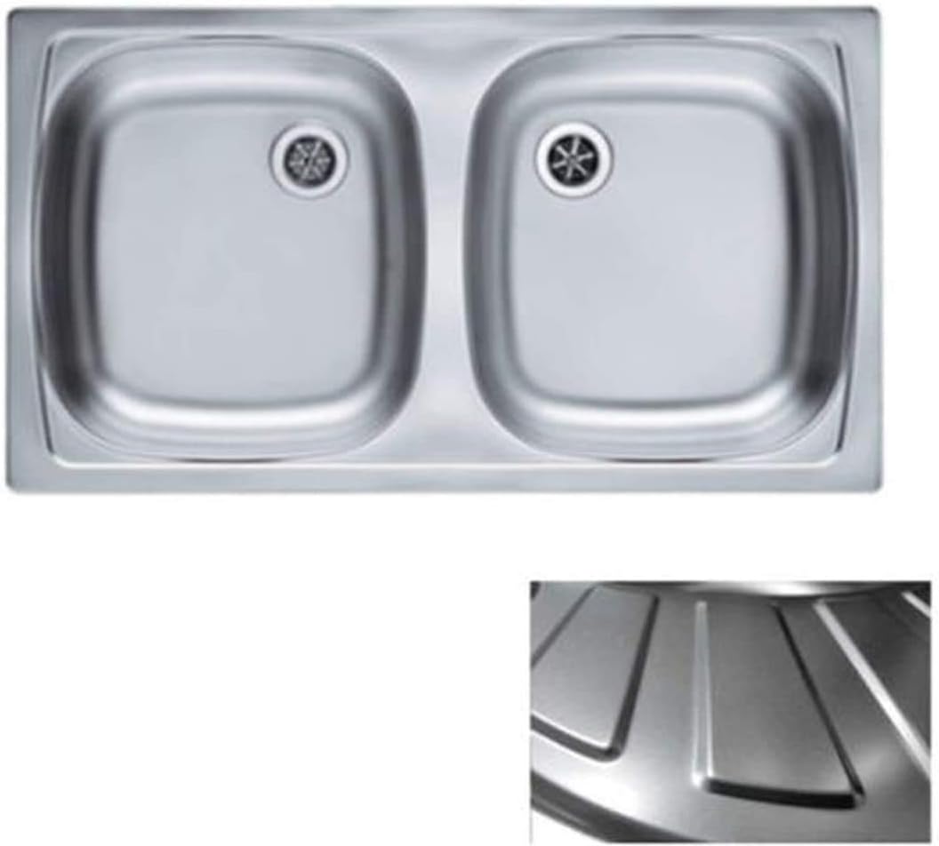 VBChome: Doppelbecken Einbauspüle 780 x 435 mm Camping Küchenspüle - Satinstruktur Alveus Basic 160