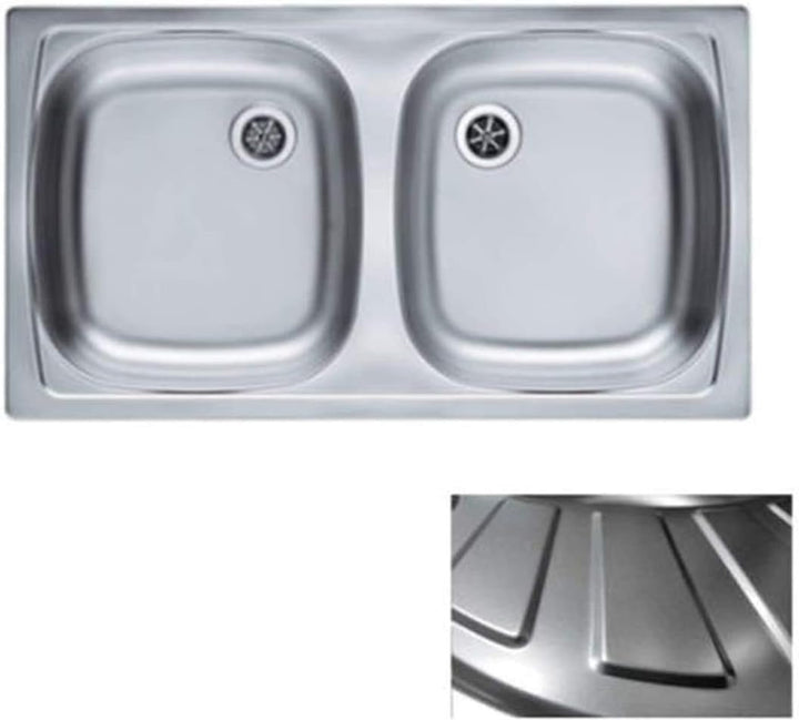 VBChome: Doppelbecken Einbauspüle 780 x 435 mm Camping Küchenspüle - Satinstruktur Alveus Basic 160
