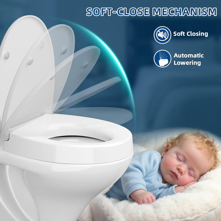 WC Sitzerhöhung 7.5cm inkl. Absenkautomatik für bequemes Sitzen&Aufstehen | Erhöhter Toilettensitz a