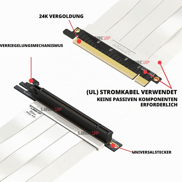 LINKUP - Ultra PCIe 4.0 X16 Riser-Kabel [RTX4090 RX6950XT x570 B550 Z690 Getestet] Geschirmte Vertik