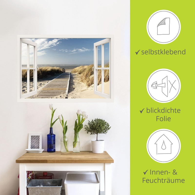 ARTland Wandbild selbstklebende Vinylfolie 130x90 cm Fensterblick Fenster Strand Meer Maritim Düne L