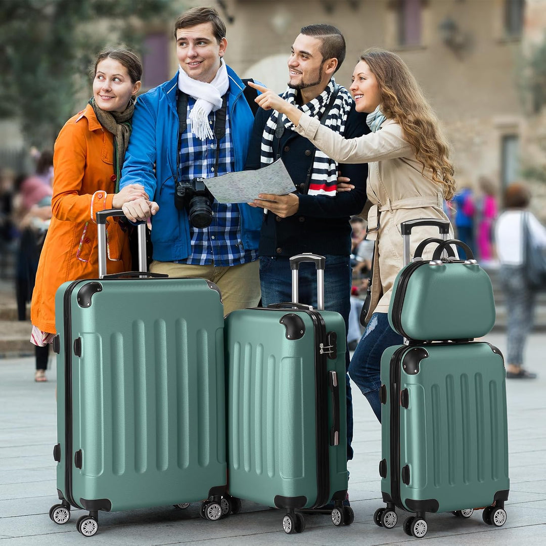 LEADZM Kofferset 4 teilig Hartschale (Türkis) Türkis Kofferset 4tlg(Streifen), Türkis Kofferset 4tlg