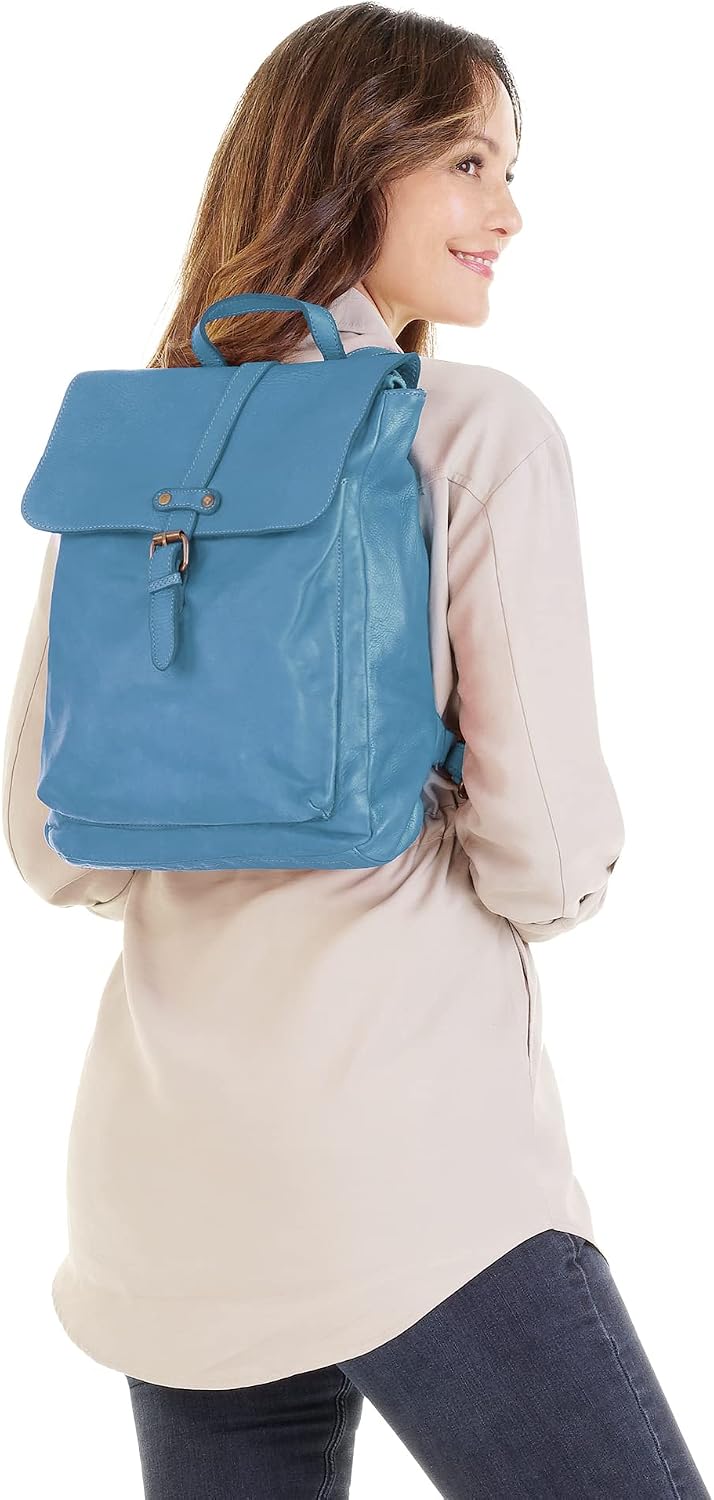 Samantha Look Rucksack Echt Leder Damen | | 021380 Blau, Blau