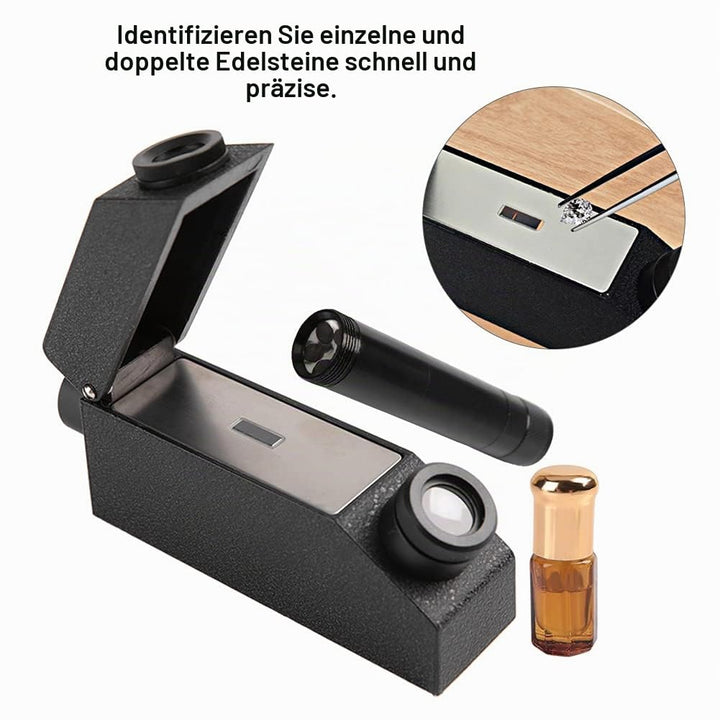 Zyyini Professionelles Edelsteinrefraktometer, tragbares Schmuckrefraktometer mit Taschenlampe, für
