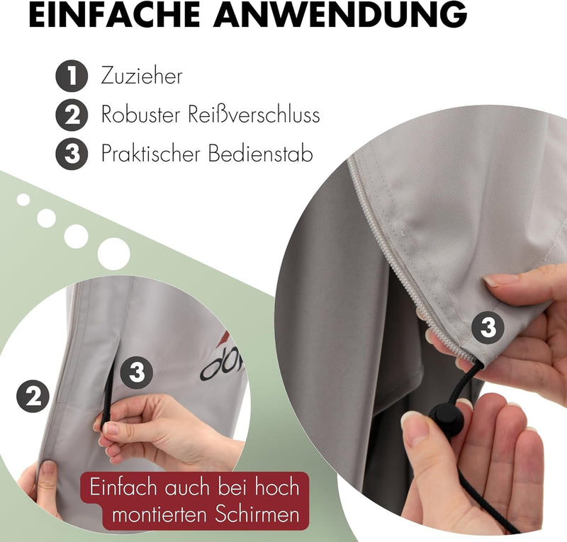 Doppler Gartenschirm Hülle Jack für Mittelmast-Schirm I Schutzhülle für Sonnenschirm mit max. Durchm