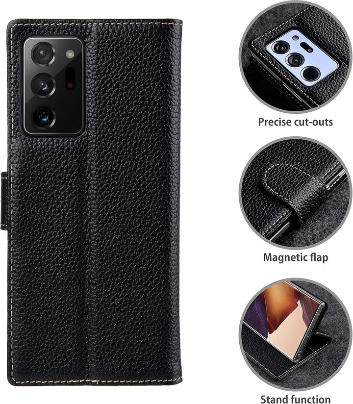 STILGUT Talis kompatibel mit Samsung Galaxy Note 20 Ultra Hülle mit Kartenfach aus Leder, Wallet Cas