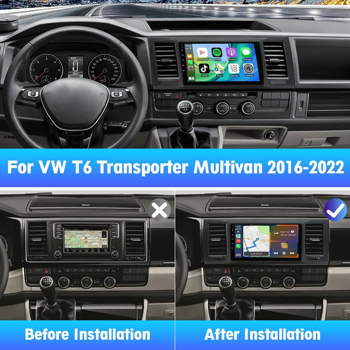 2+64G 9 Zoll Bluetooth Autoradio mit Bildschirm für VW T6 Transporter Multivan 2016-2022 Android 14