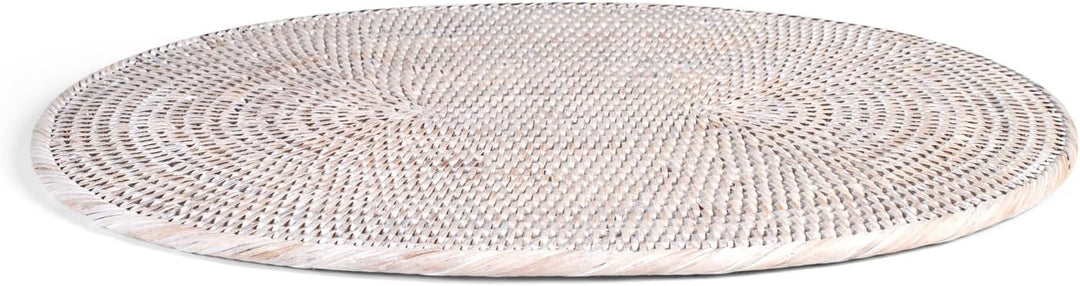H&H Ovales Platzset aus weissem Rattan – 45 x 35 cm, handgefertigt | Elegante Tischunterlage für All