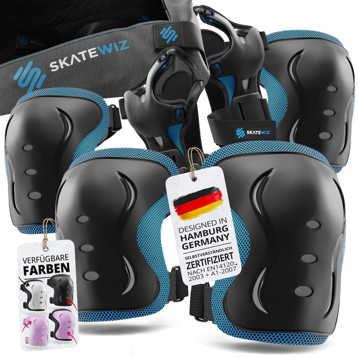 SKATEWIZ Skate Protektoren Set - Für Kinder, Jugendliche und Erwachsene von Deutschem Hersteller [6e