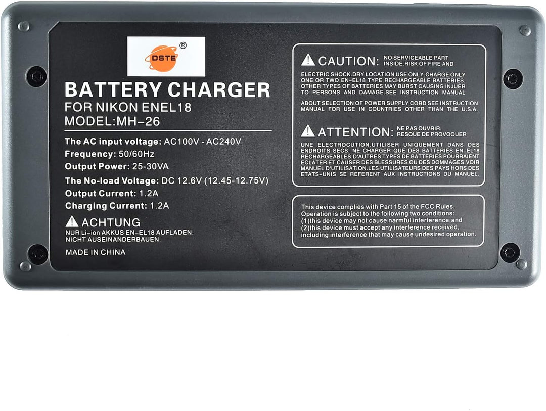 DSTE® DMH26A 3-in-one Power Batterie Ladegerät (EU-Stecker) Kompatibel für Nikon EN-EL18 EN-EL4 EN-E