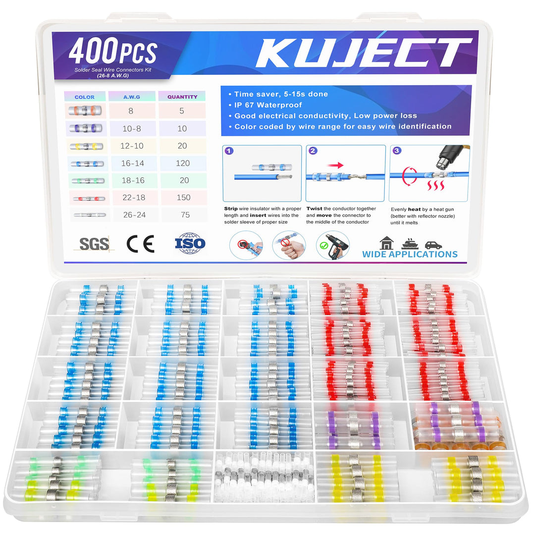 Lötverbinder mit Schrumpfschlauch Kuject 400stk Wasserdichte Kabelverbinder Schrumpfverbinder Schmel