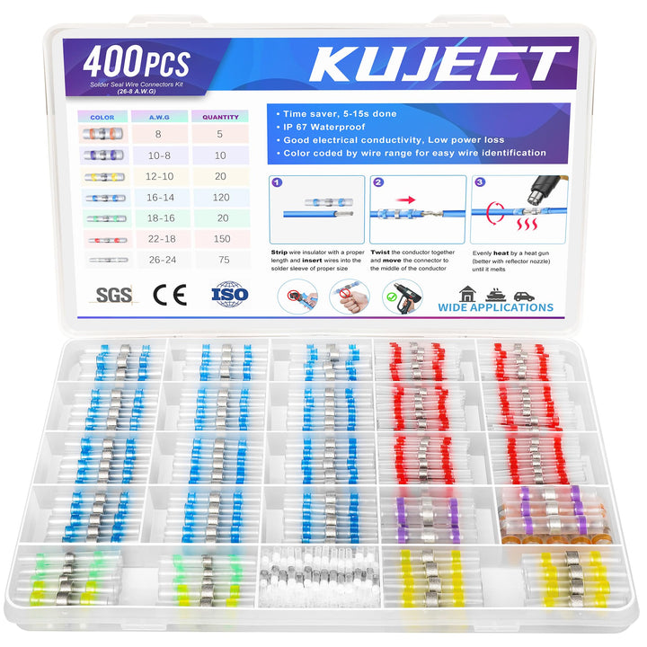 Lötverbinder mit Schrumpfschlauch Kuject 400stk Wasserdichte Kabelverbinder Schrumpfverbinder Schmel