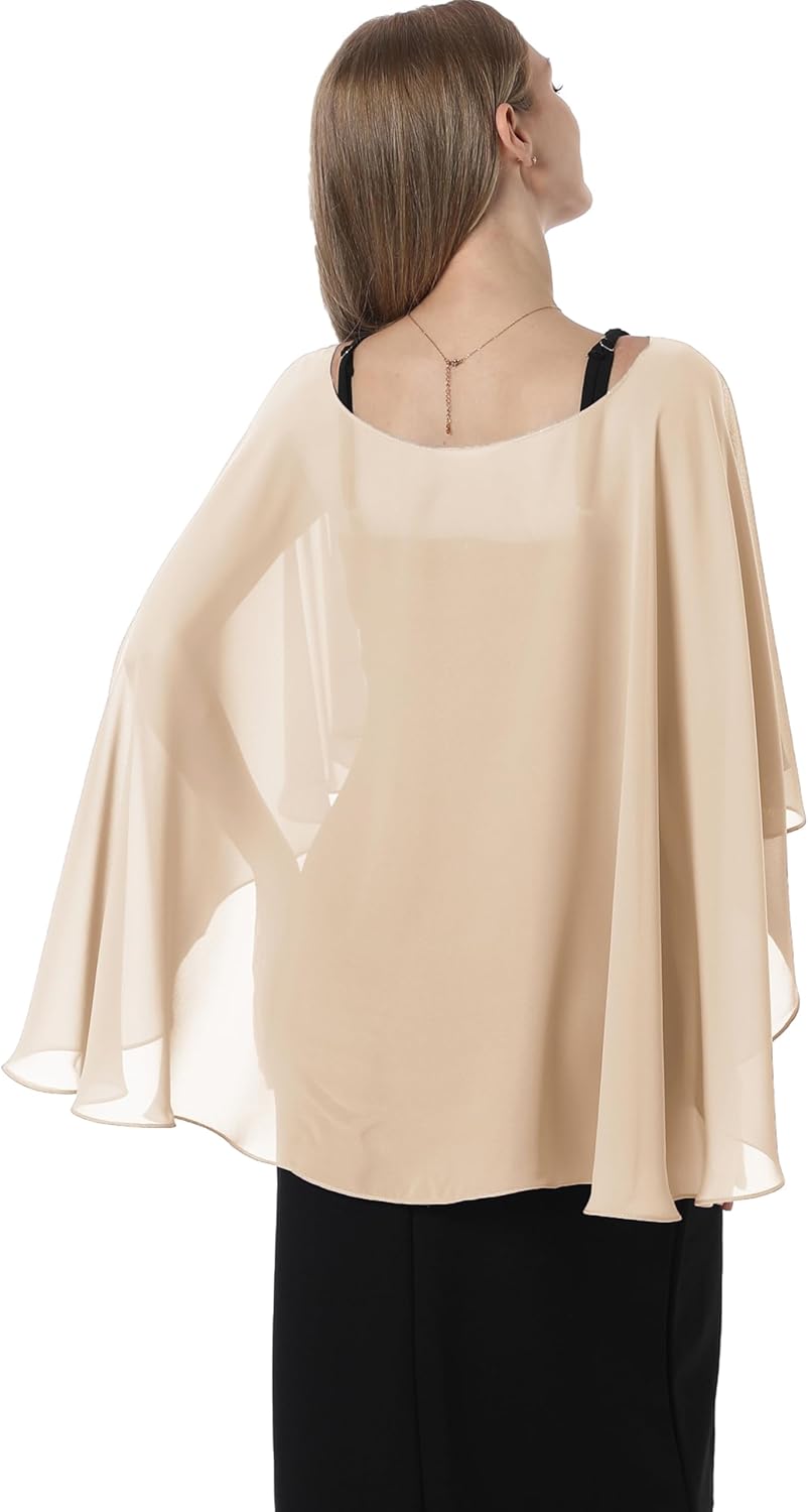 Damen Chiffon-umhang001 Pashmina-Schal Einheitsgrösse Champagner, Einheitsgrösse Champagner